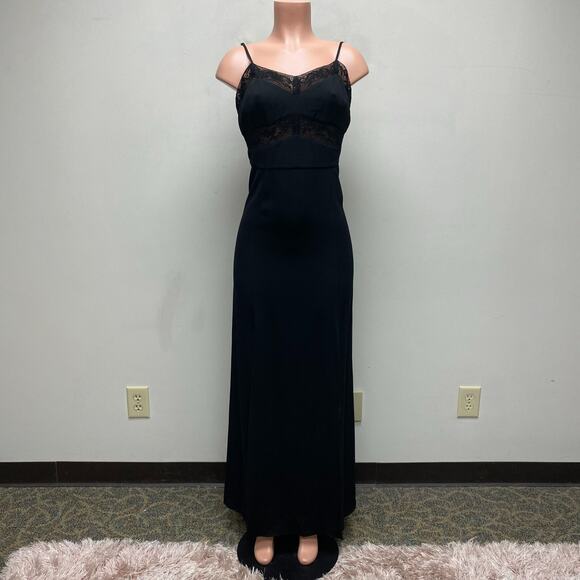 Jason Wu Black Sleeveless Spaghetti Strap Lace Trim Sweetheart Maxi Gown 8 $950 - Picture 1 of 10